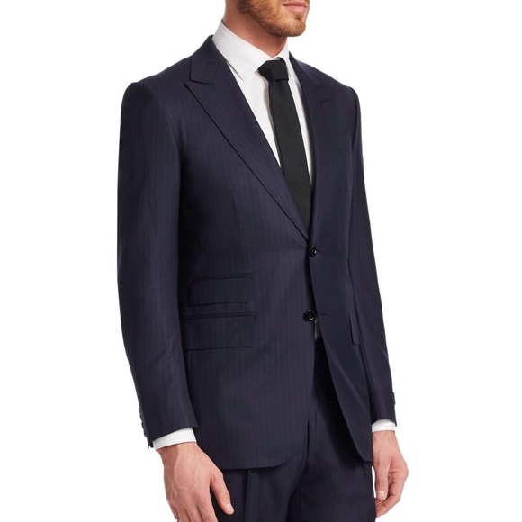 CANALI NAVY BLUE WOOL PINSTRIPED BLAZER SIZE IT54 - Picture 1 of 8